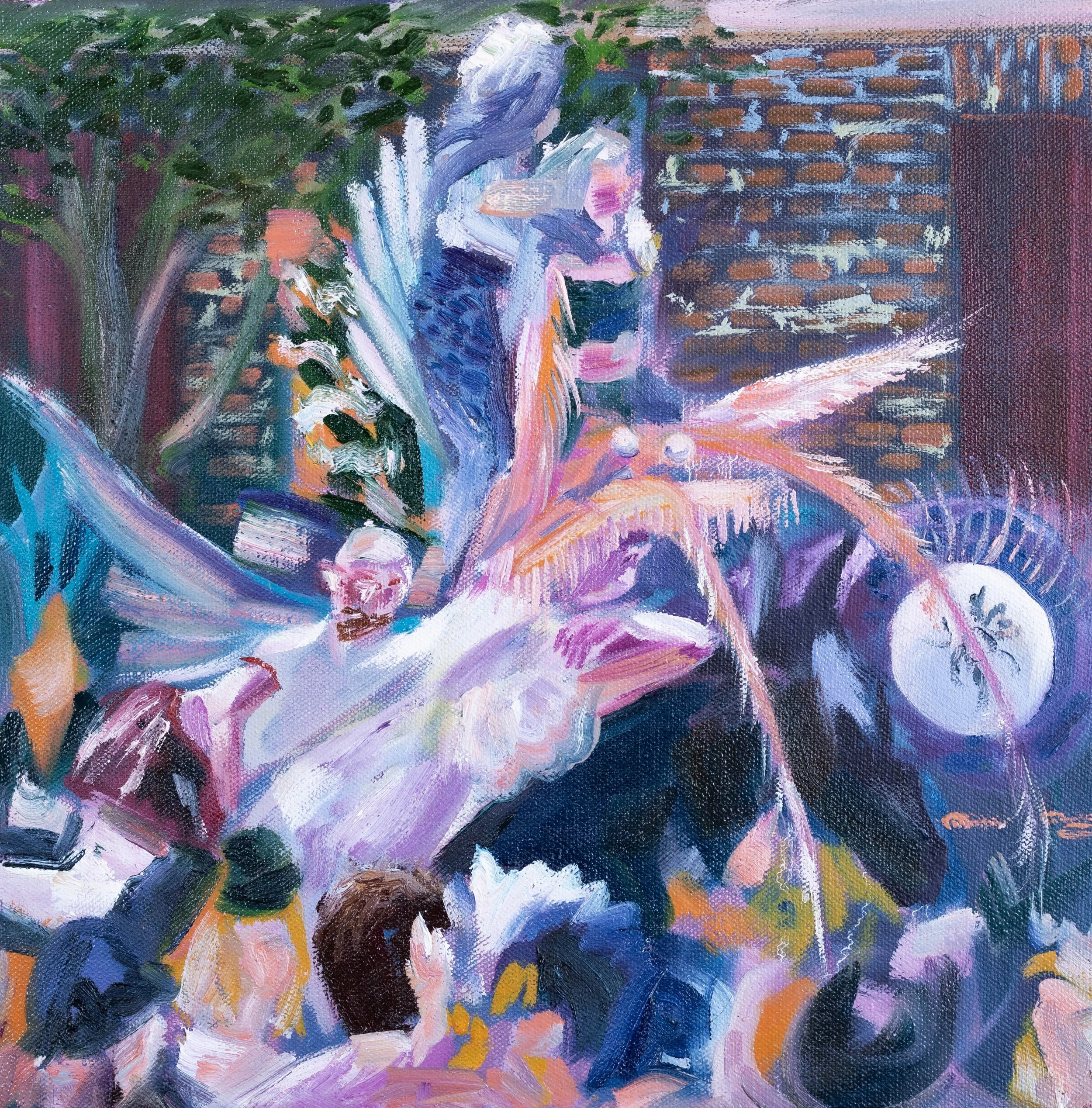 Shrimp on Horse, 2026, Oil on Canvas, 11'' x 11''