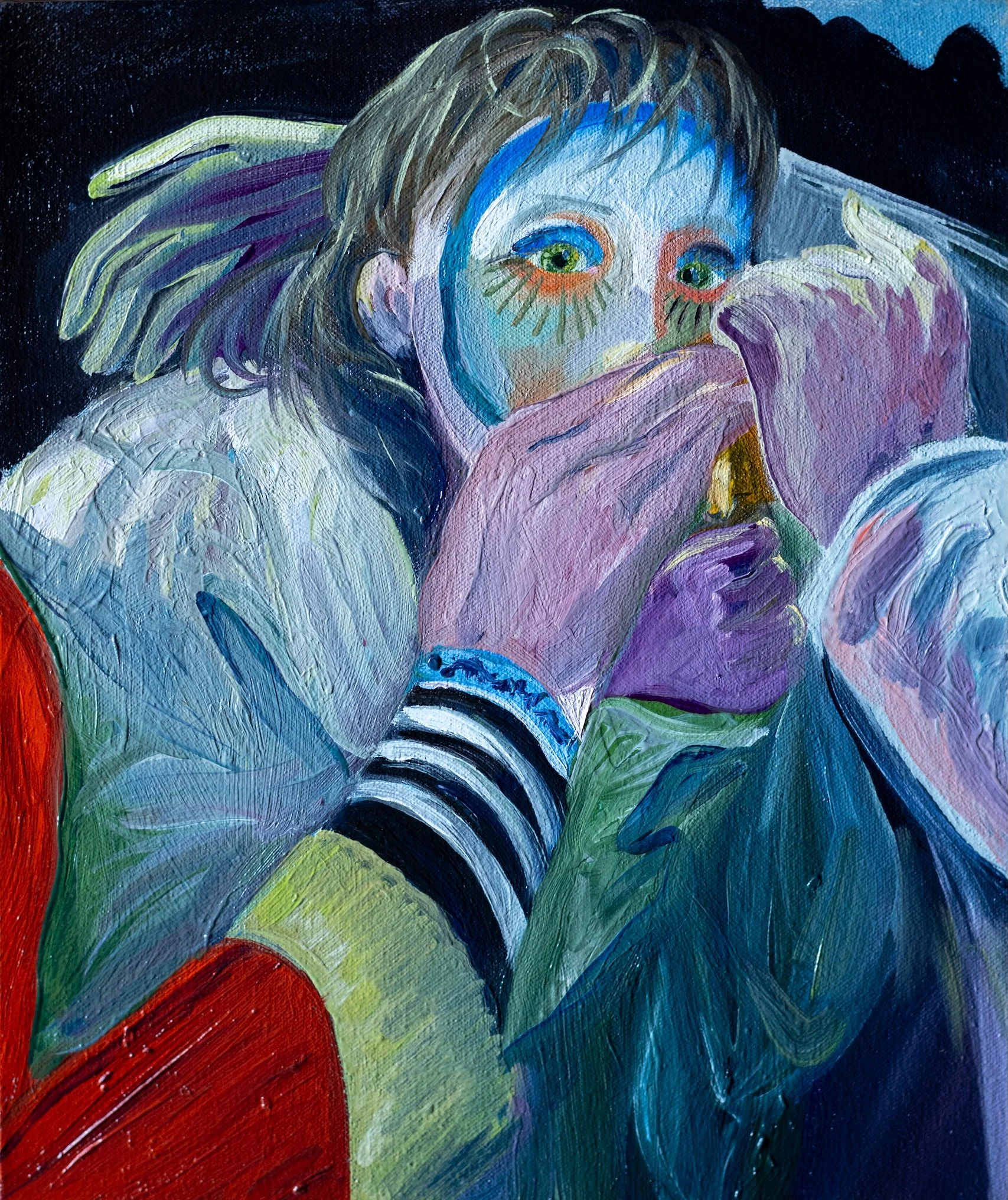 Helping Hands, 2025, Oil on Canvas, 11'' x 11''