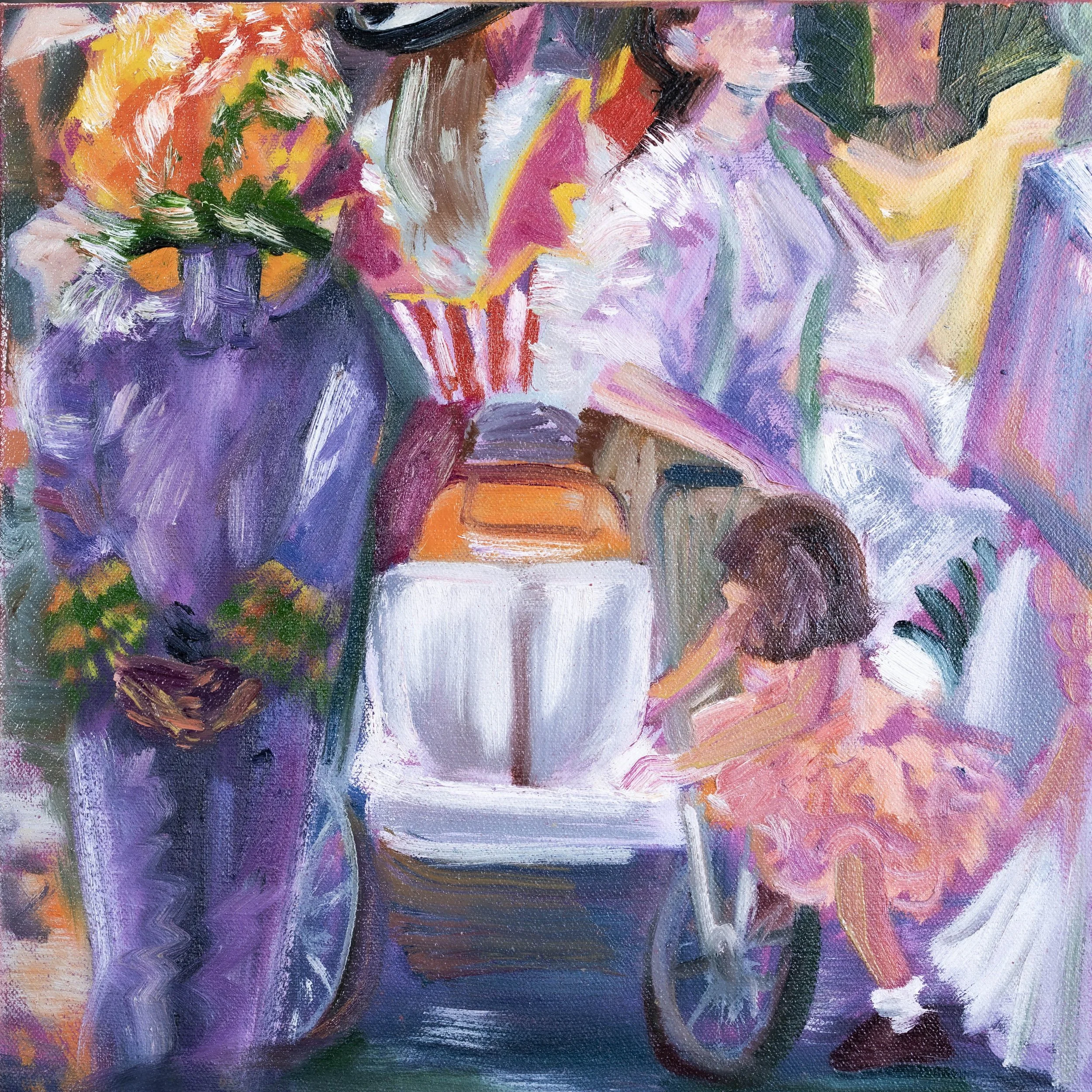 Stroller Sentry, 2026, Oil on Canvas, 11'' x 11''