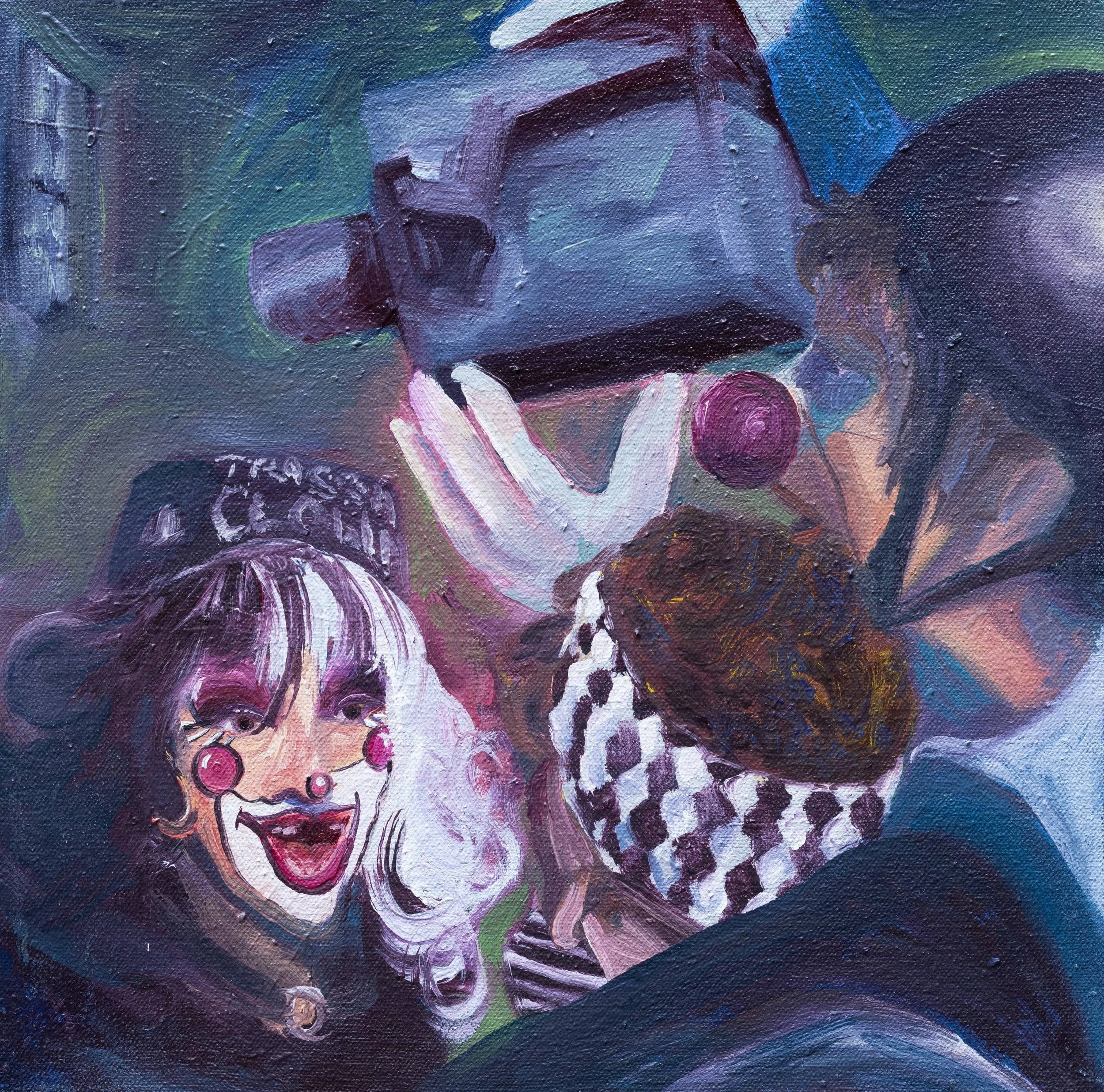 Clown TV, 2025, Oil on Canvas, 11'' x 11''