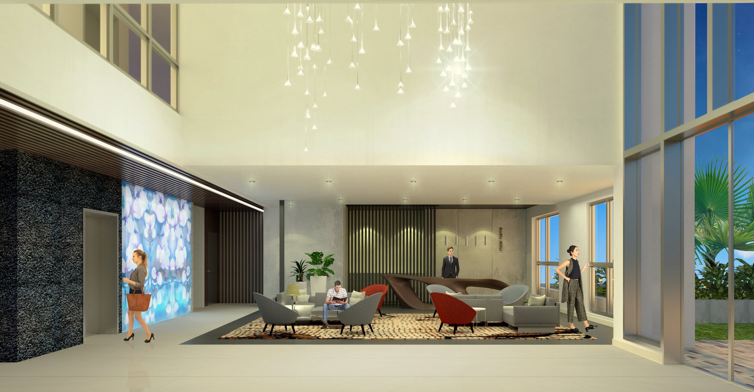 Hotel Lobby 3D Rendering & visualization