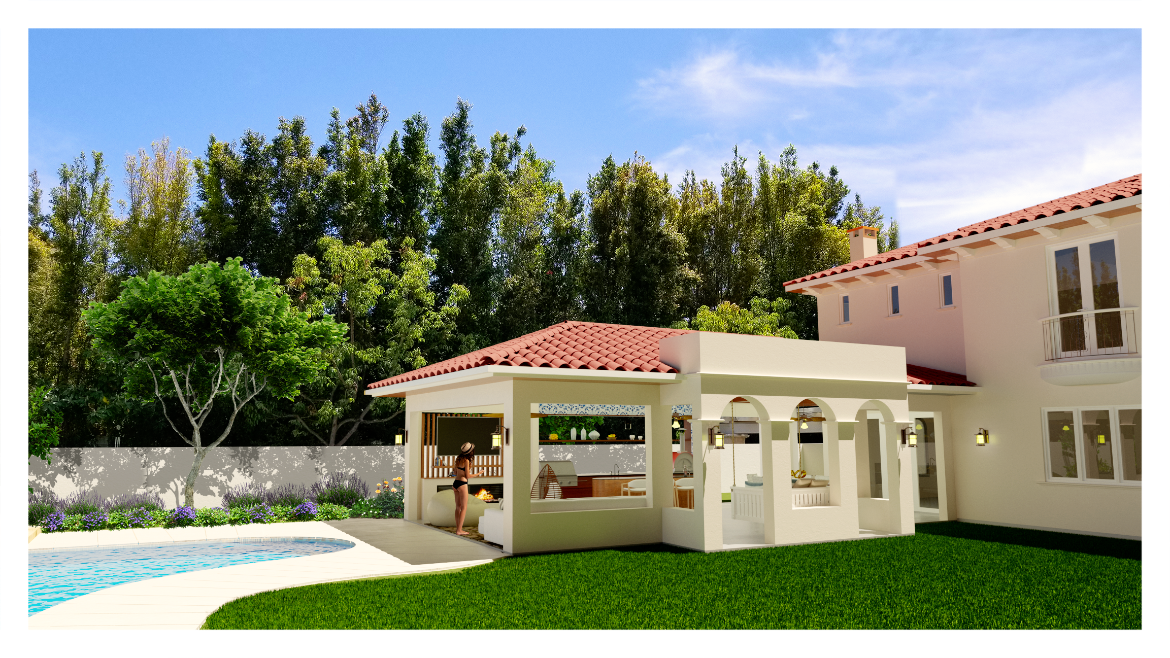 Calabasas CA, Pool Cabana 3D Design