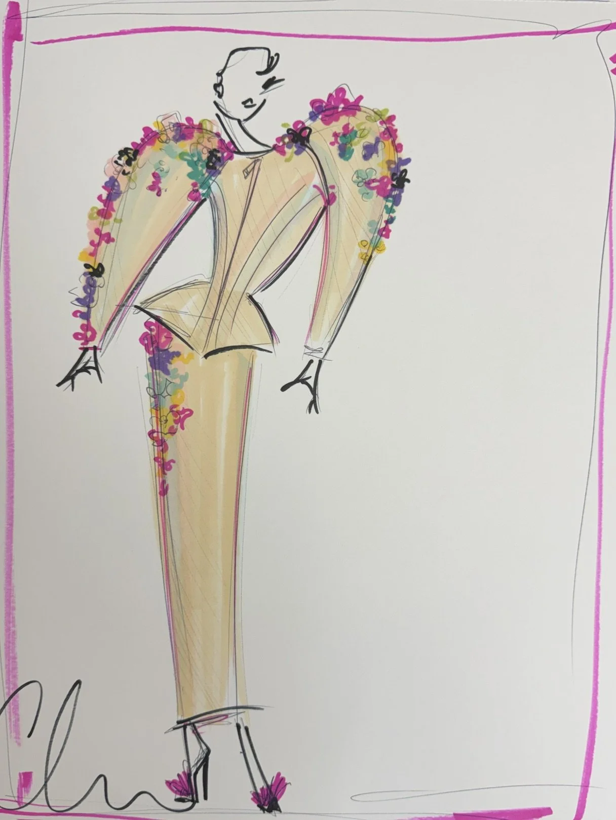 SS27 RUNWAY EDITION "Structured Floral Appliqué Blazer" - ORIGINAL SKETCH