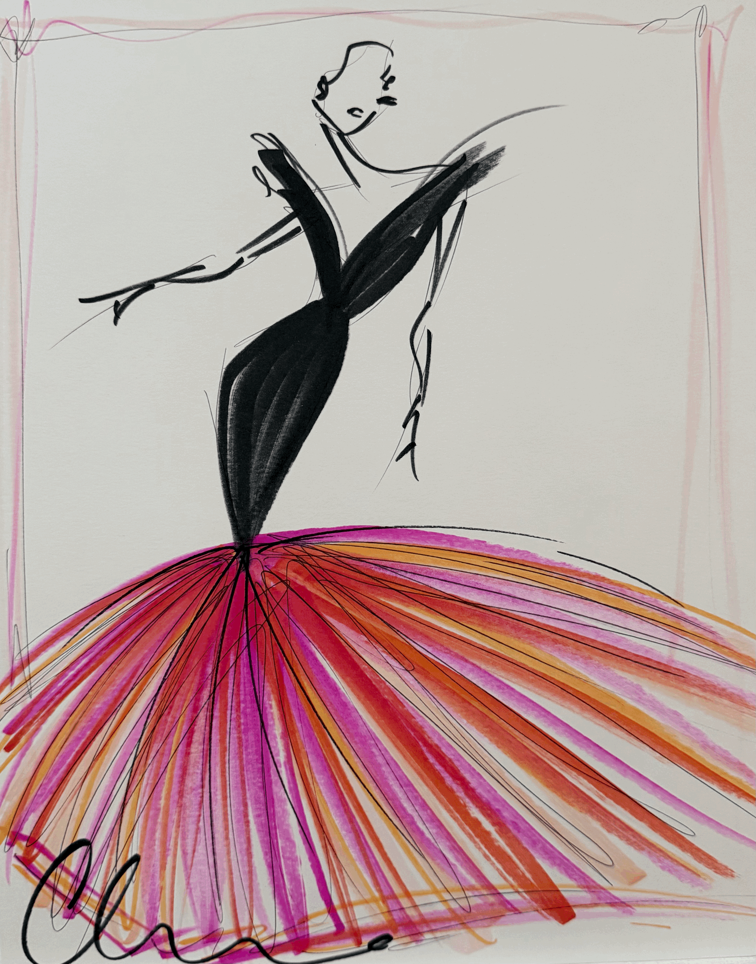 "Sunset Mermaid Gown" - ORIGINAL SKETCH
