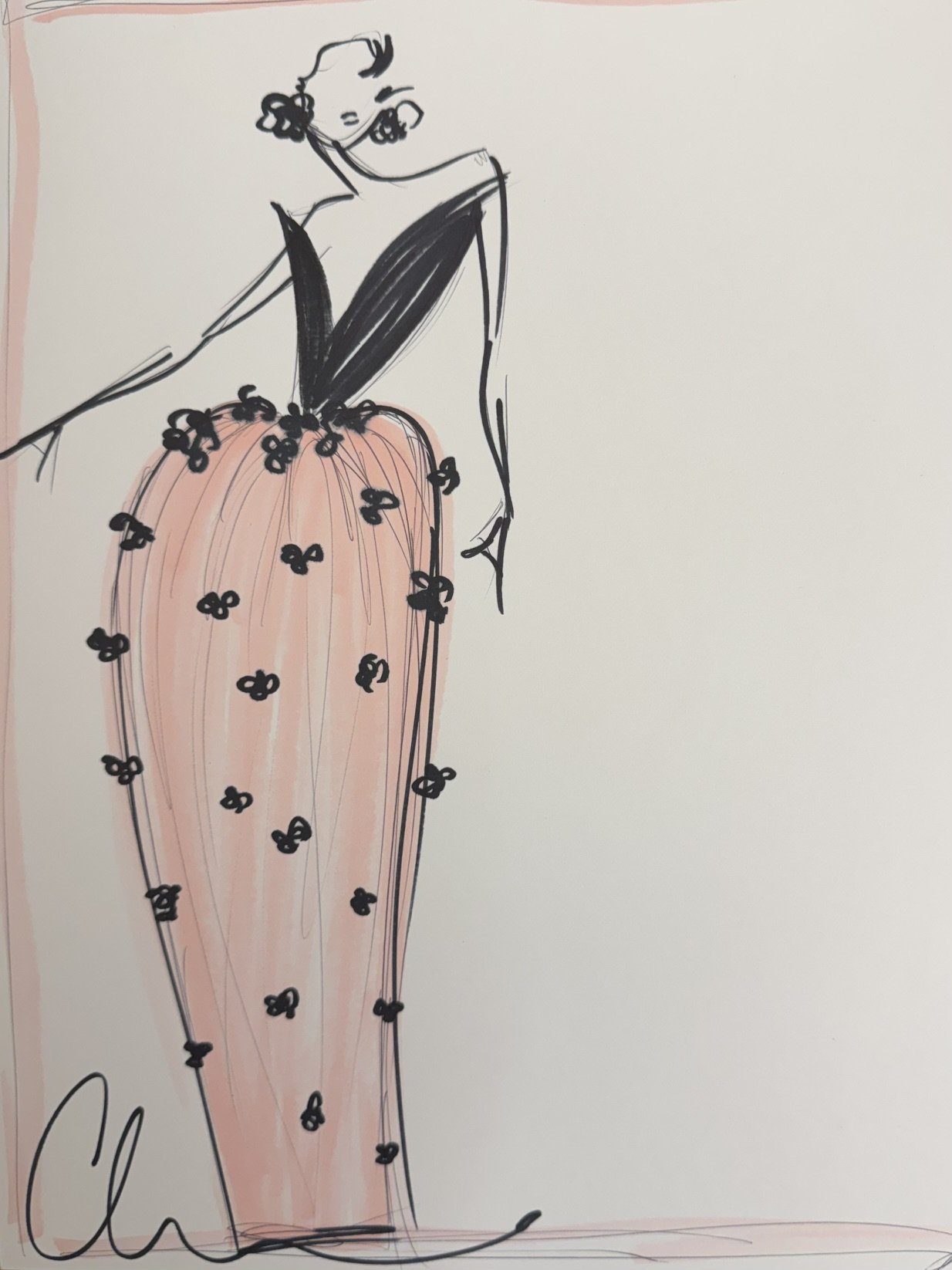 SS27 RUNWAY EDITION "Pink Tulip Appliqué Gown" - ORIGINAL SKETCH