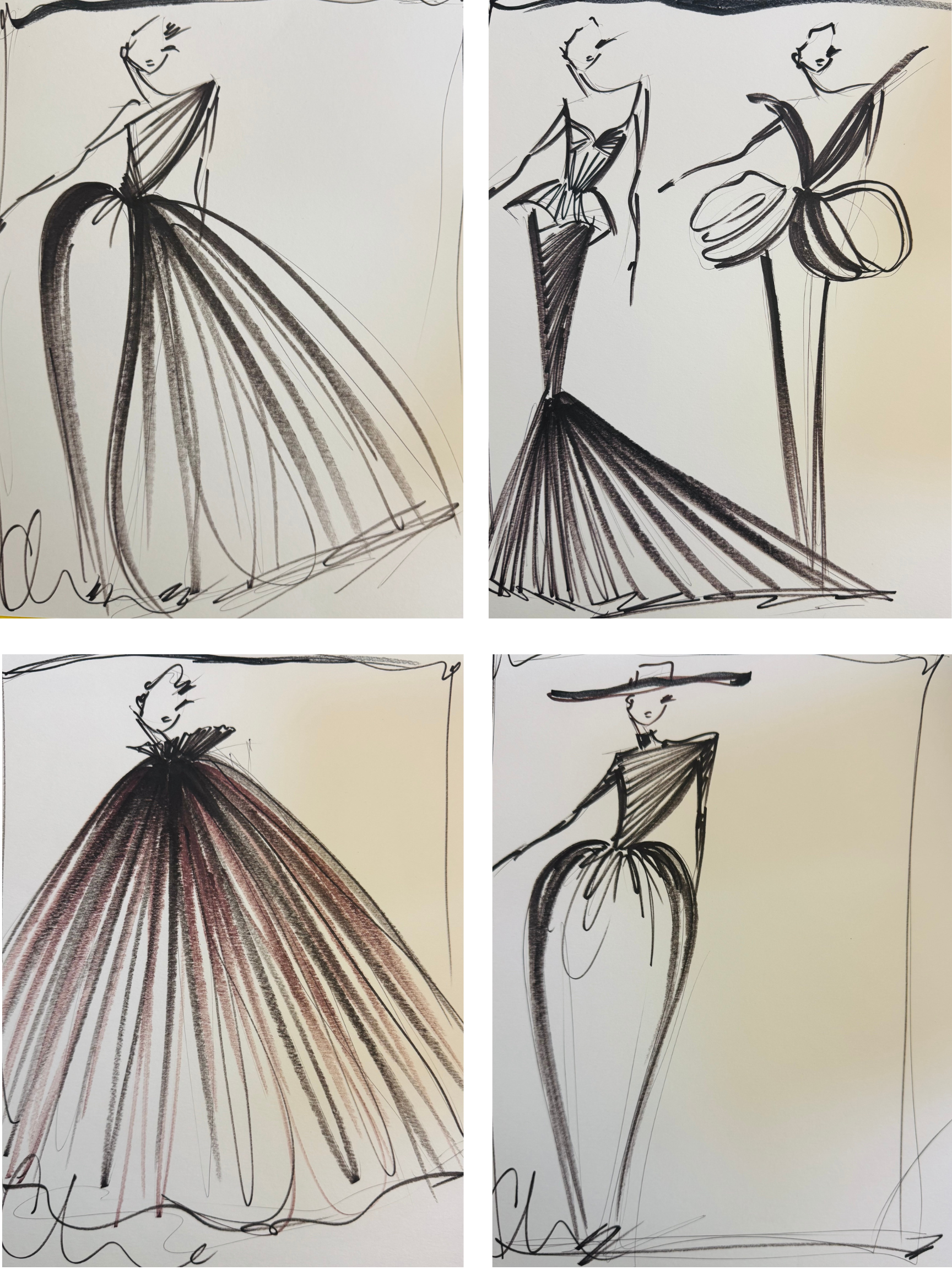 "The Evening Collection" (Set of Four) - ORIGINAL SKETCHES