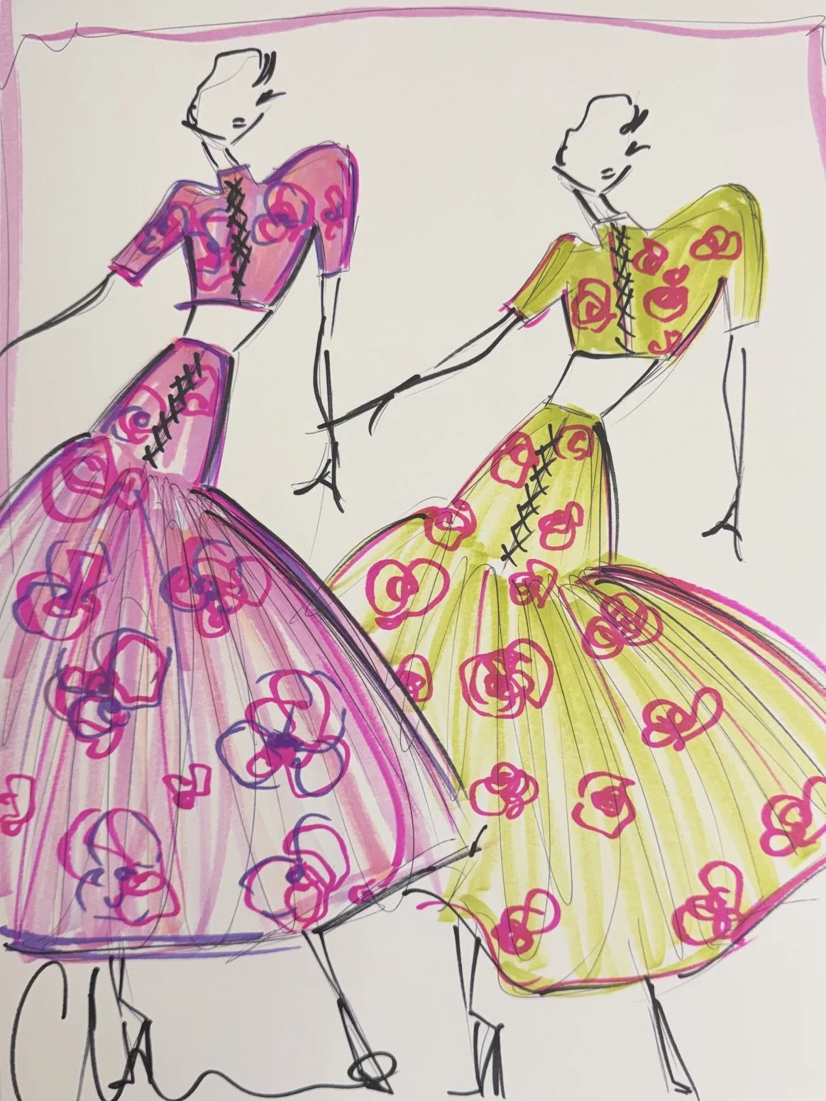 SS27 RUNWAY EDITION "Brocade Bell Skirt Duo" - ORIGINAL SKETCH