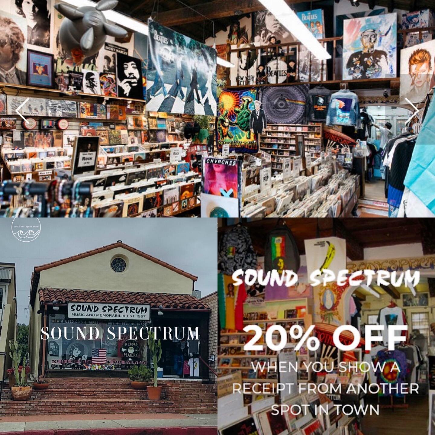 Legendary Keepers of the Culture in Laguna.....

SOUND SPECTRUM IS ESSENTIAL!!!
After Jim got back from the Monterey Pop Festival in 1967, he opened this music store for our lil sleepy town! They are the best record store in the OC and have been inst