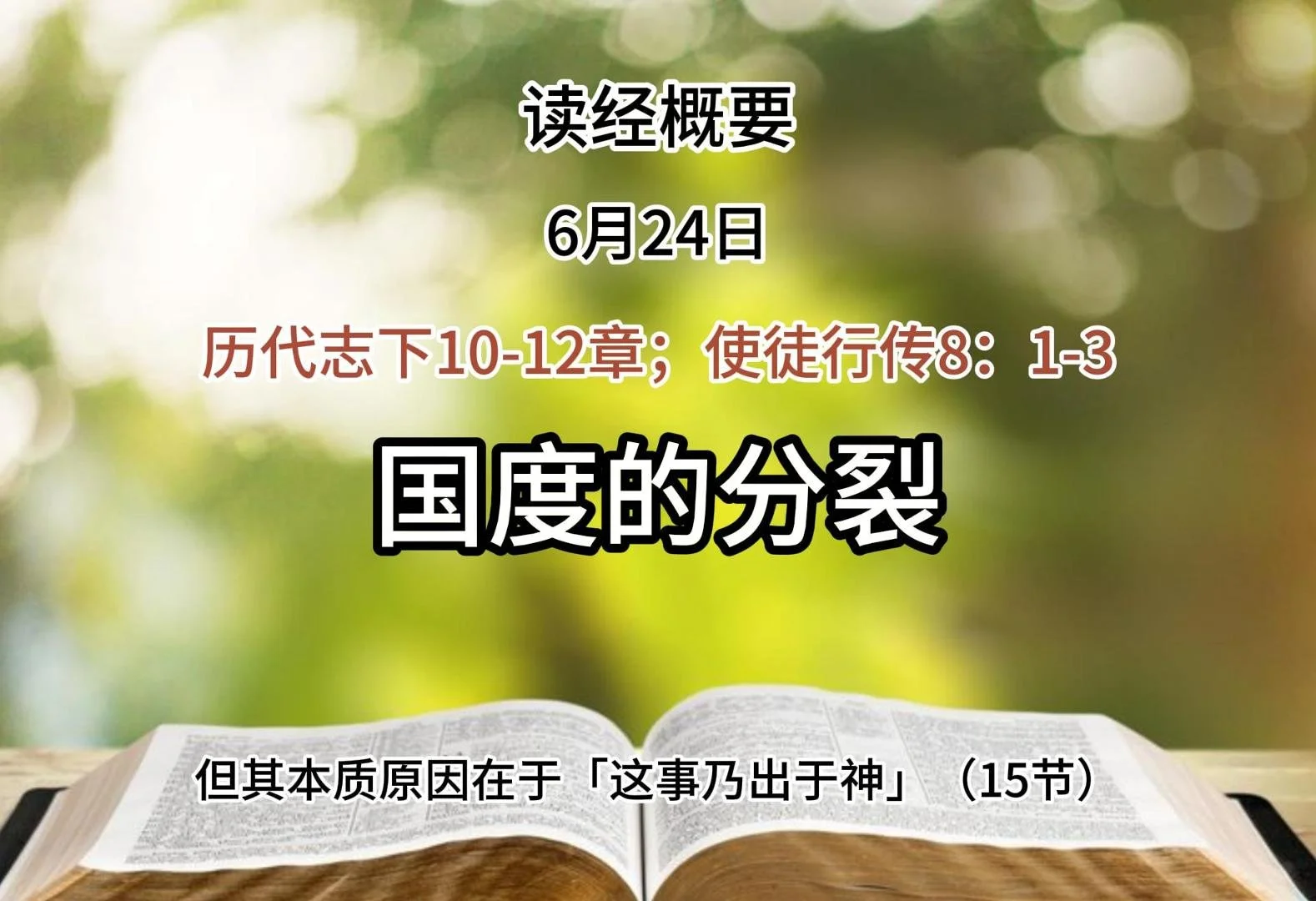 6月24日 读经概要