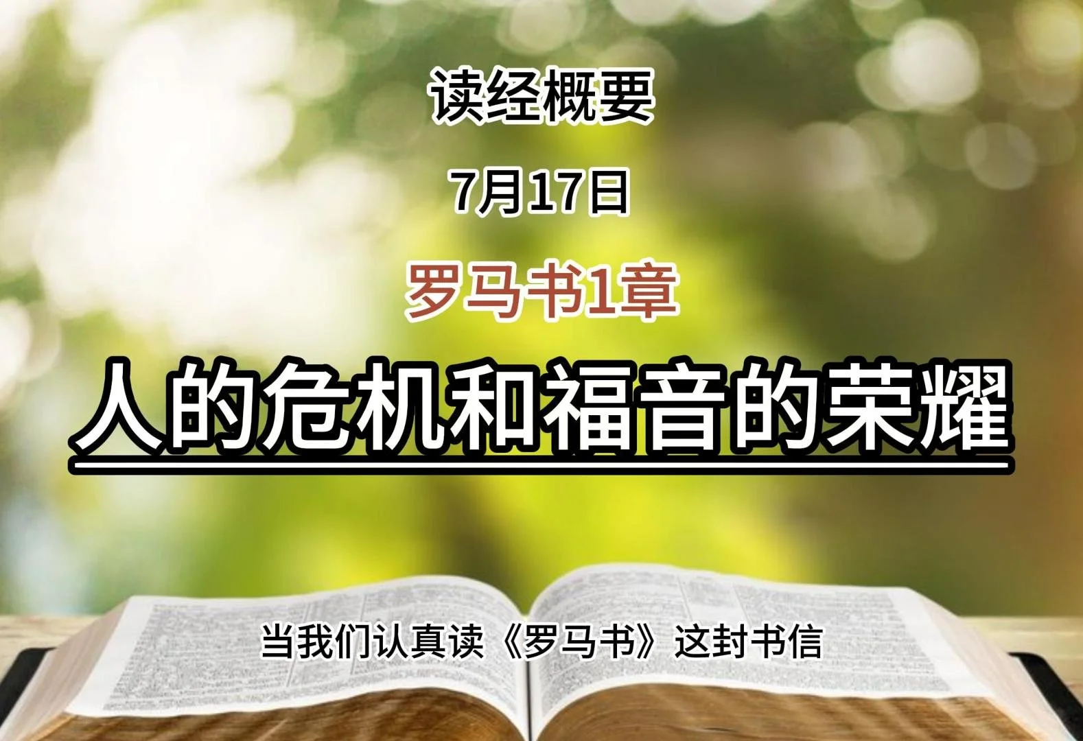7月17日 读经概要