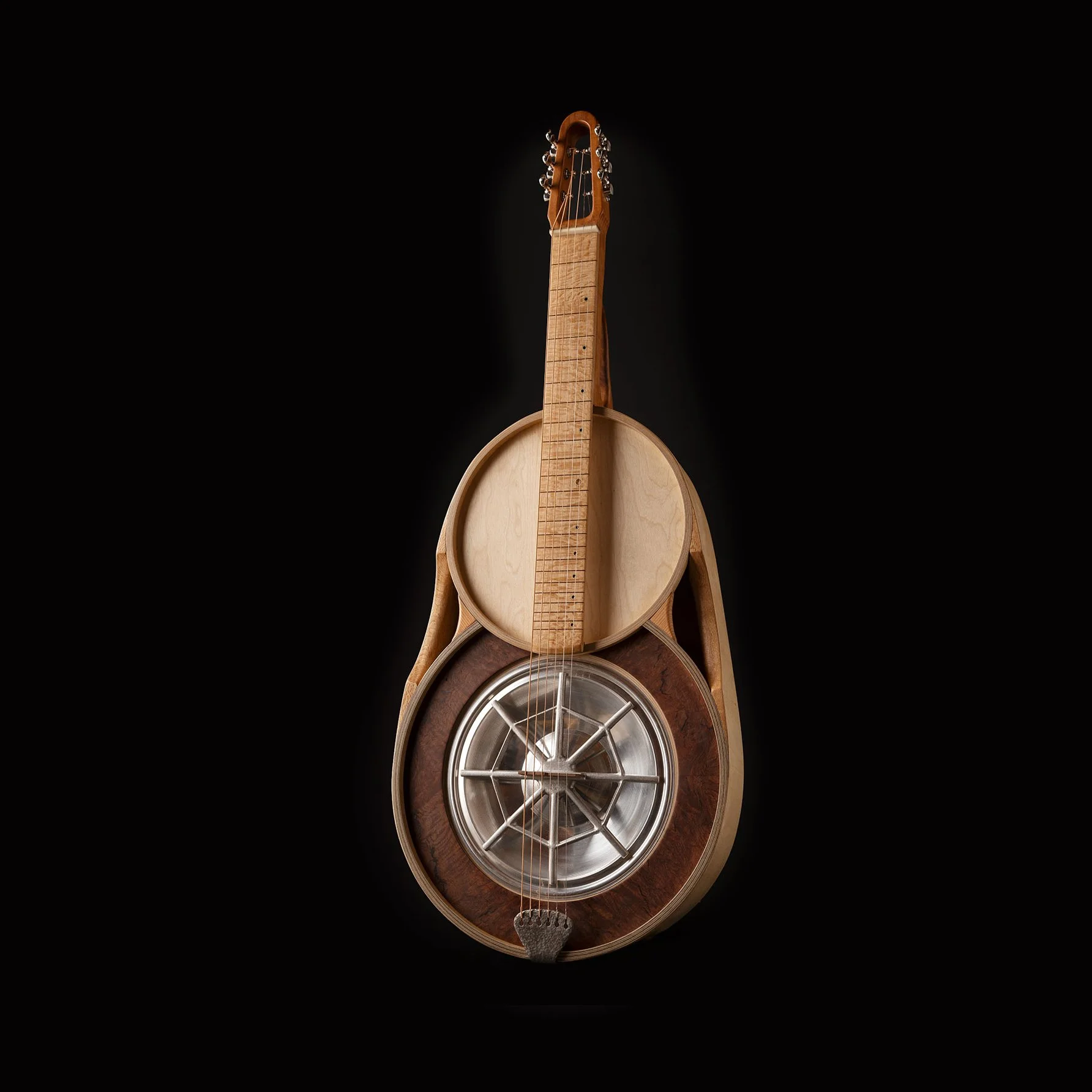 Spider bridge and tri-cone lap steel resonator (square neck)