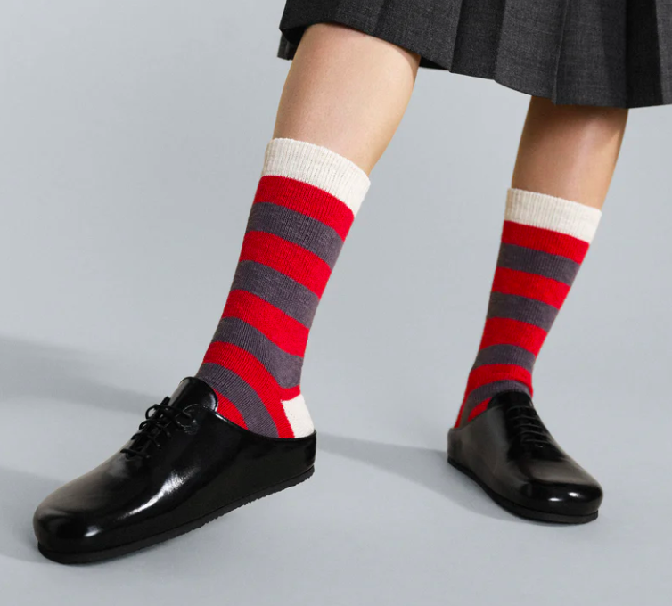 Chunky Slub Stripe Crew in Red