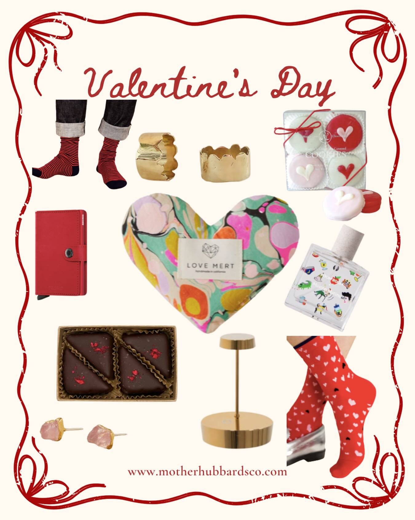 Feeling frisky? We&rsquo;ve got a few ideas to butter up your lover. 💘
1. Men&rsquo;s Nautical Striped Socks 
2. The Forever Ring
3. Chocolate Covered Cookies
4. Secrid Wallet in Red
5. Lavender Eye Pillow in Viper
6. Poom Poom Fragrance
7. Raspberr