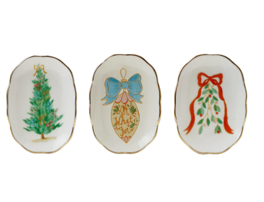 Stoneware Dish with Holiday Images
