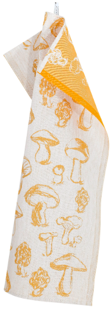 Mushroom Forest linen hand towel in Cloudberry