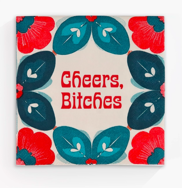 Cheers, Bitches, Retro Cocktail Napkins
