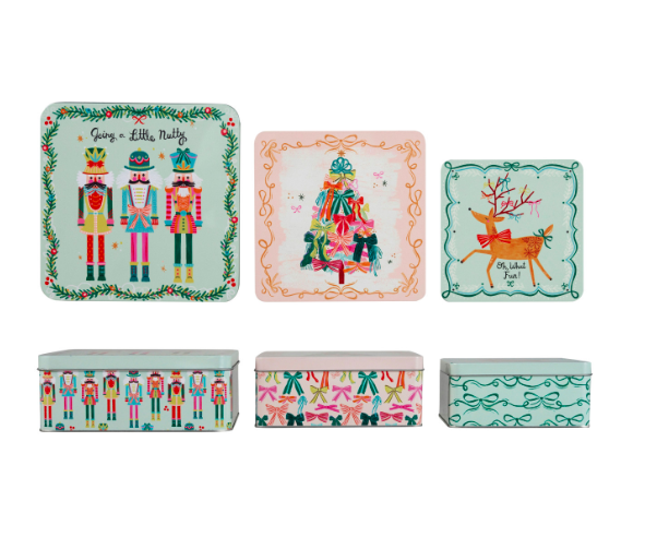 Embossed Tin with Lid & Bow