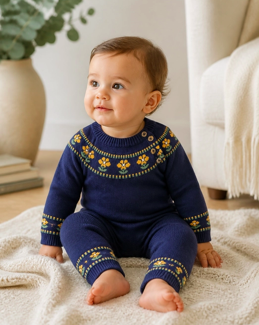 Floral Fair Isle Onesie