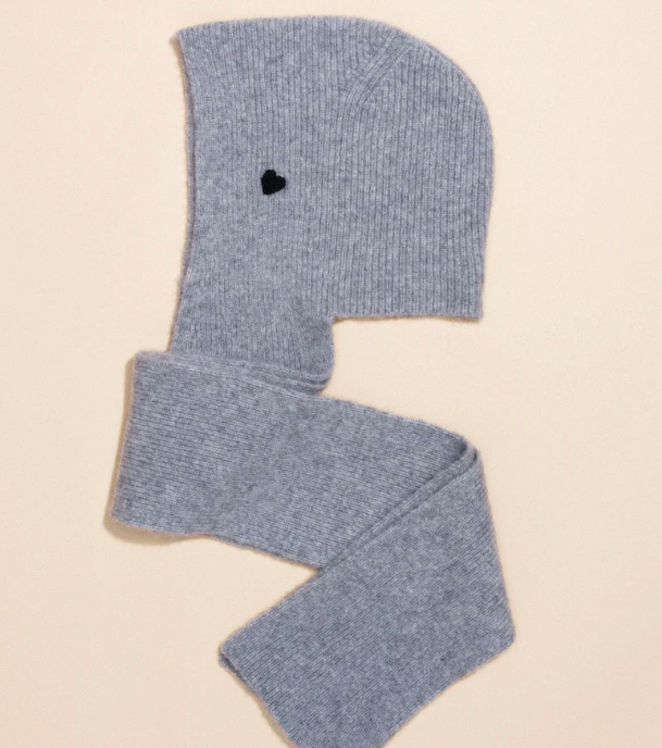 Cashmere Hoodie Scarf in Mist