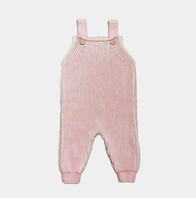 Cotton Brioche Overalls in Pink