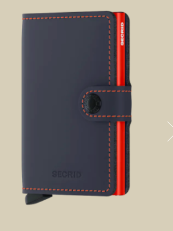 MIniwallet in Matte Navy & Orange 