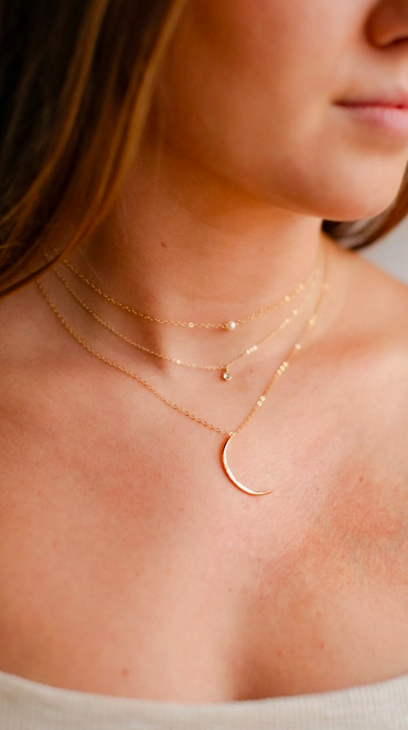 Mini Moon Pendant Necklace 14K Fill