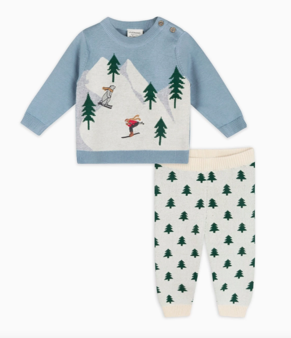 Ski Knit Baby Sweater and Pants in Organic Cotton