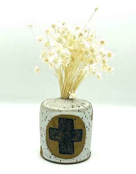 Neutrals Swiss Cross Bud Vase