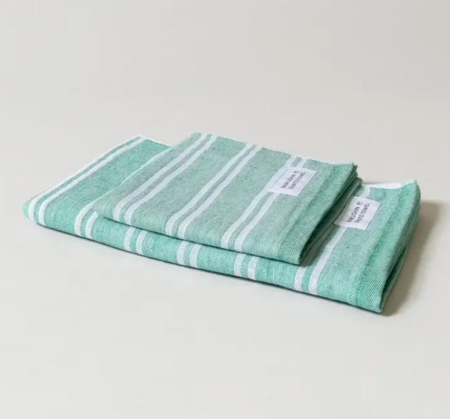 Shima Striped Towel in Forest