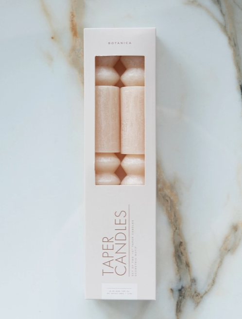 Geometric Taper Candles in Neutral set of 2
