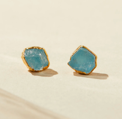 Raw Aquamarine Earring 