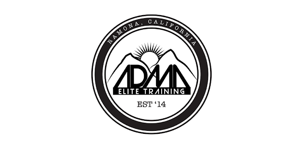 Logo for ADM Elite Training in Ramona, California, established in 2014, featuring mountain and sun imagery.