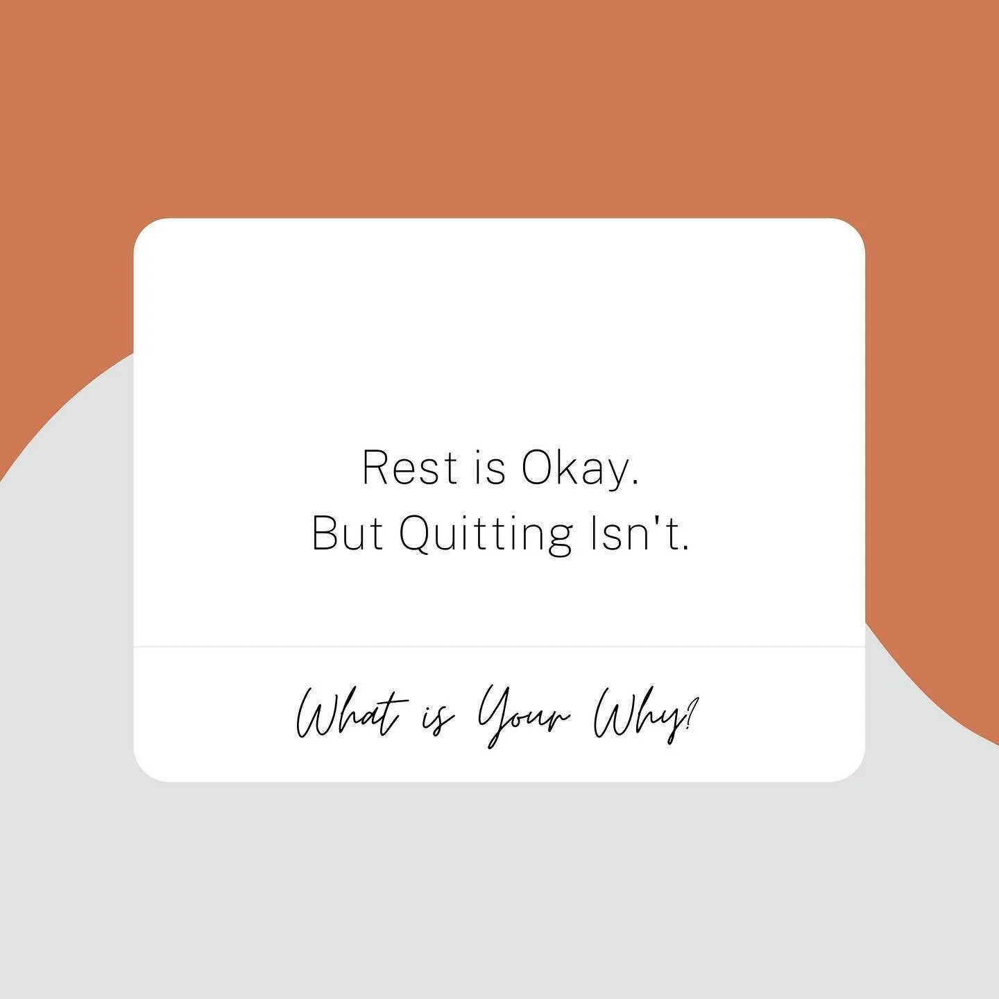 Rest is Okay. BUT Quitting isn&rsquo;t!

When you feel fatigued or burned out😟 it is okay to take a pause for a breather. BUT make sure you jump right back in if you are working hard &amp; striving for something. Don&rsquo;t underestimate yourself, 