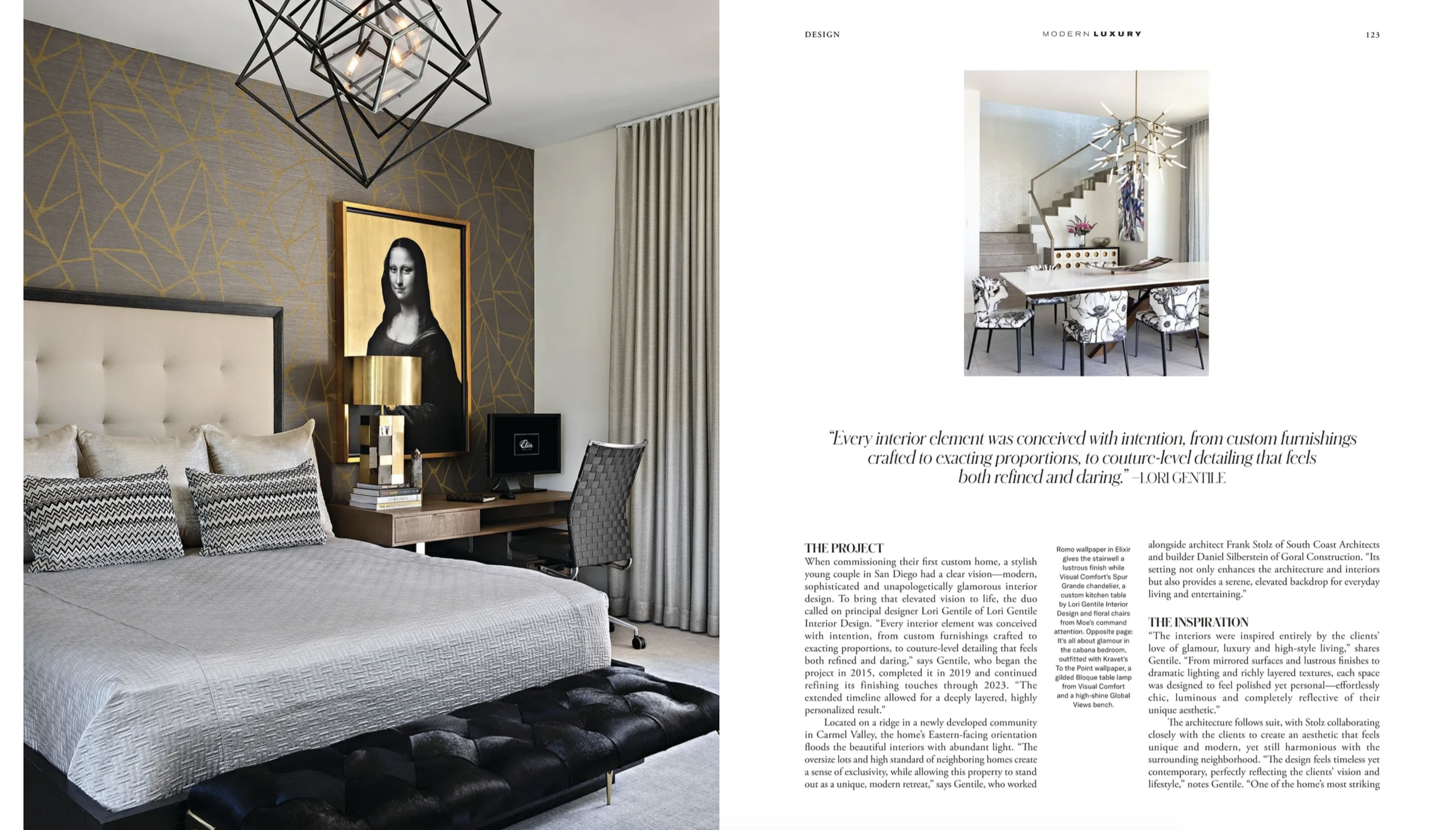 Lori Gentile featured in Modern Luxury Riviera San Diego 2026 — interior designer Encinitas