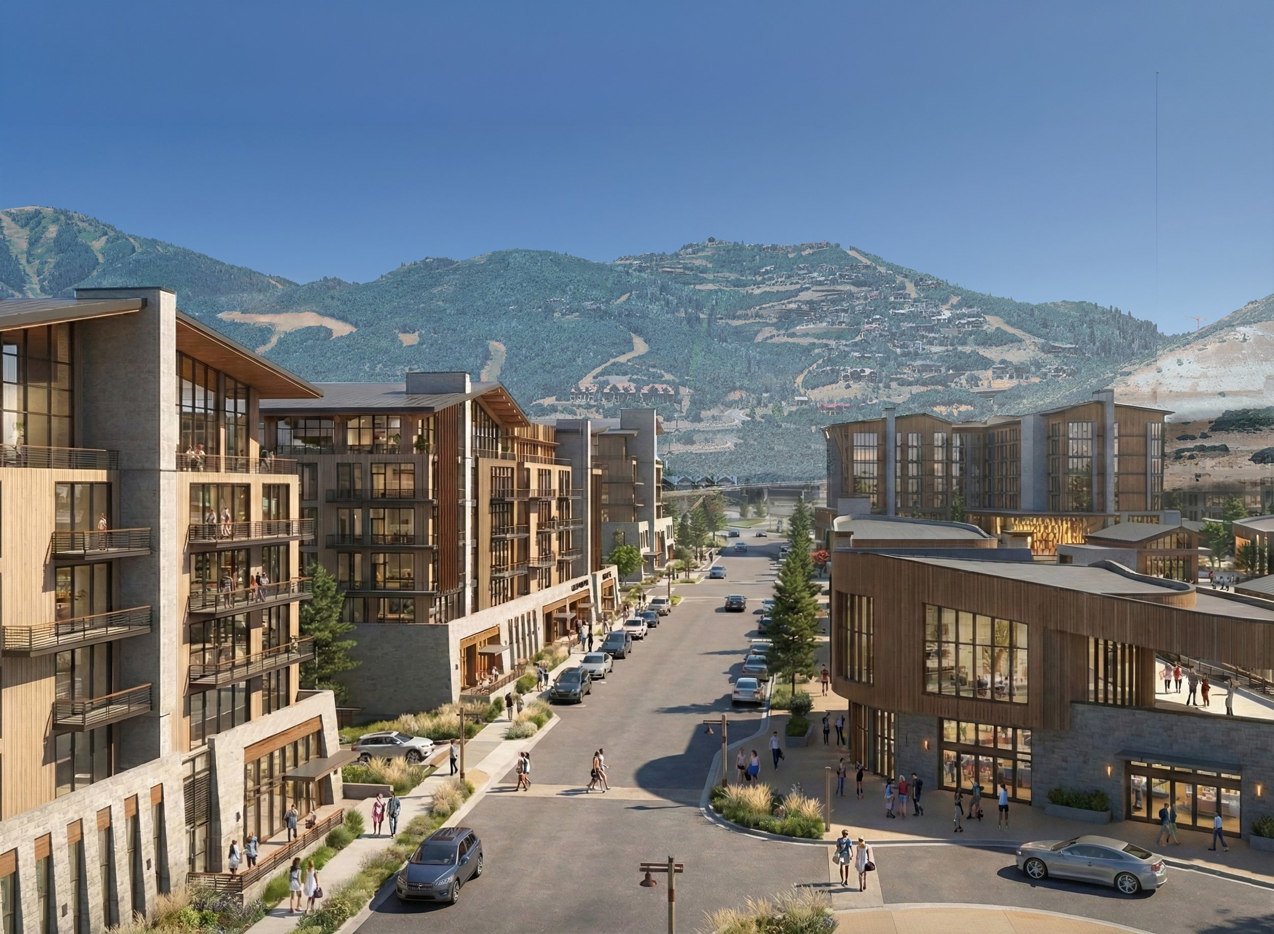 Deer Cove AI rendering - DC road from luxe hotel - summer - daytime.jpg