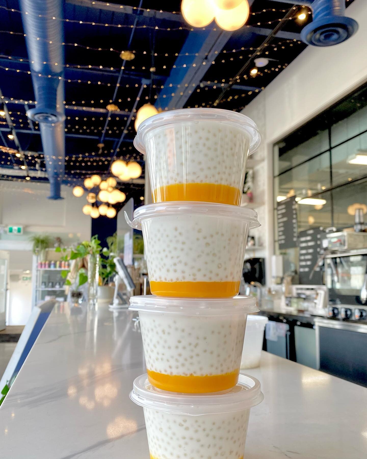 Tapioca tower. 💛

Have you tried our mango tapioca dessert yet? Inspired by our childhood days of eating Vietnamese Ch&egrave; (desserts &amp; puddings), the taste of tapioca dessert is pretty nostalgic to us. PS we sell out of it every week, so if 