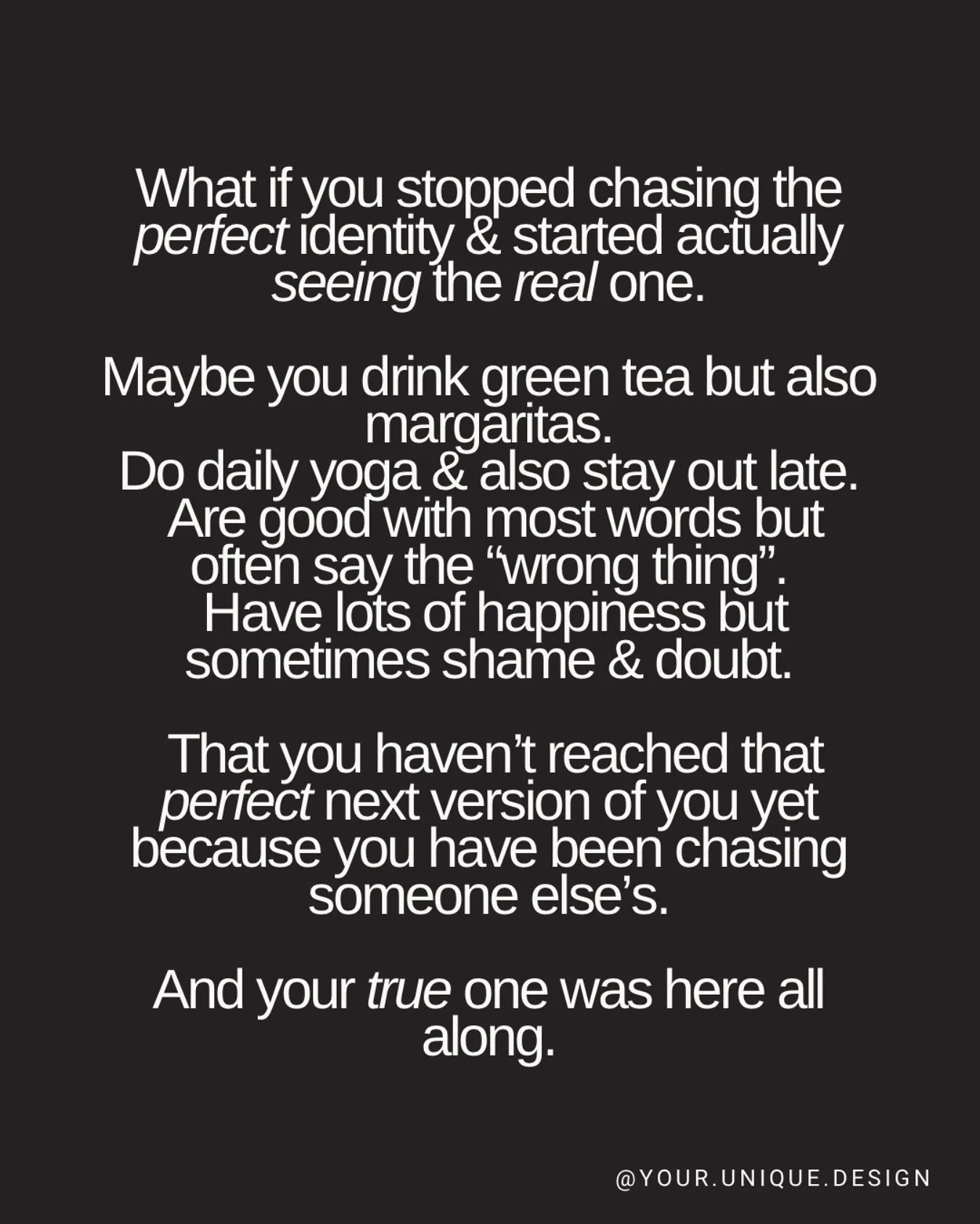 In a world currently on steroids of telling us &ldquo;this is what I do, so you should do it too&rdquo;.

Remember you are your own special mix.

Don&rsquo;t get lost chasing someone else&rsquo;s.

#thenewcounselling#lifecoaching#powerfulwomen#indivi