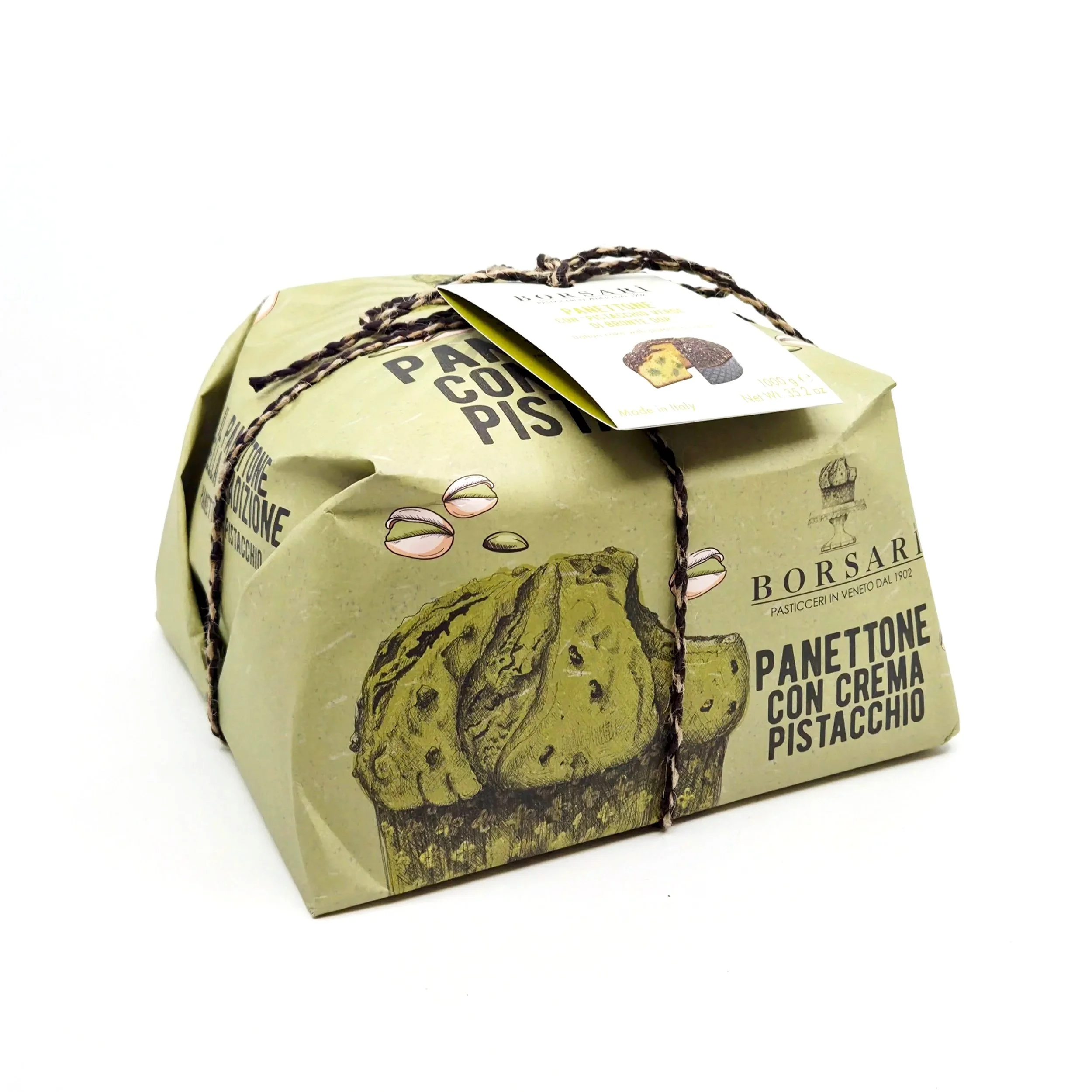 Panettone con crema Pistacchio Borsari 1000gr.