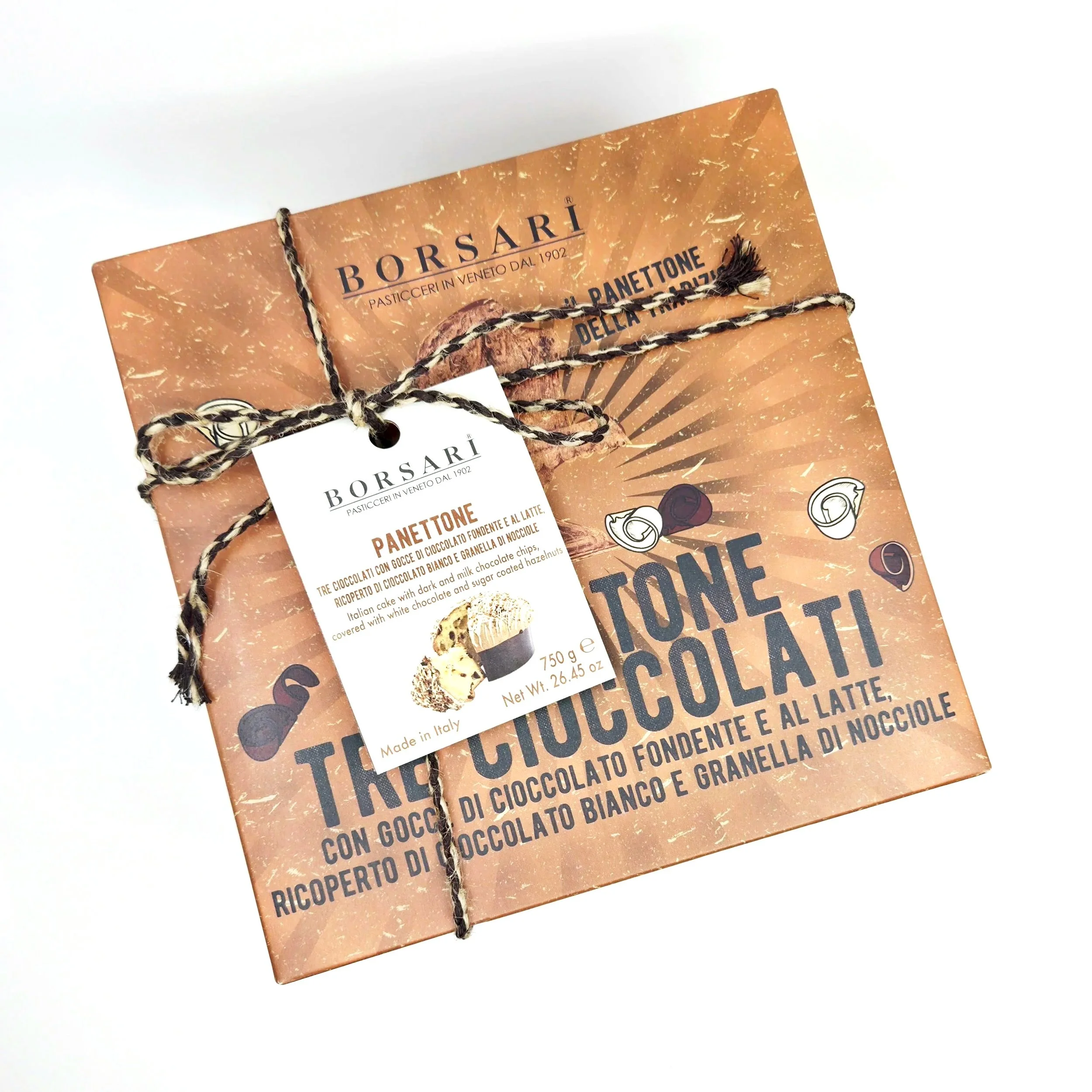 Panettone tre Cioccolati Borsari 1000gr.
