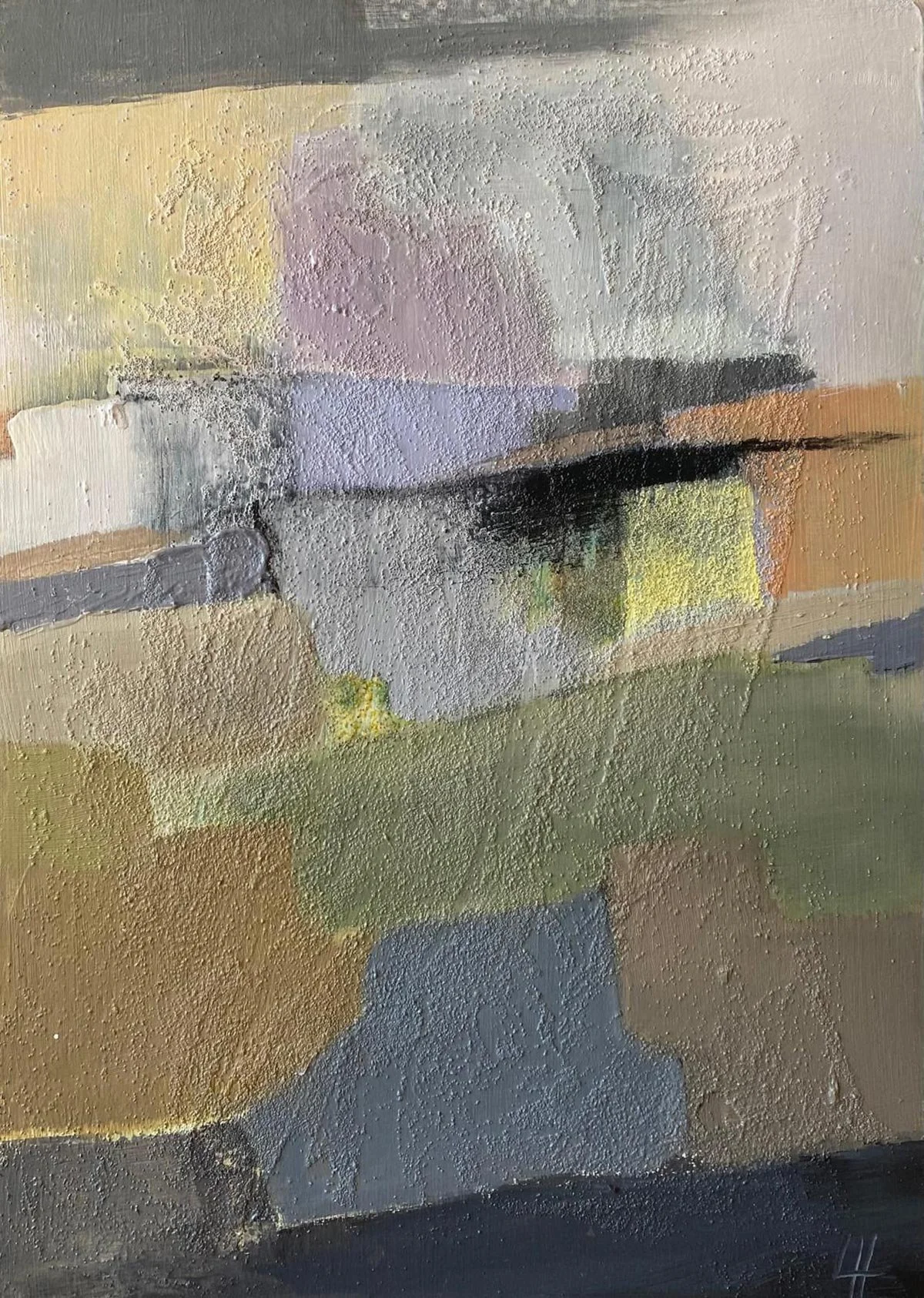 14 - In the Stillness | Sand, acrylic and oil on board | 25 x 18 cm / 10 x 7 inches | 2025