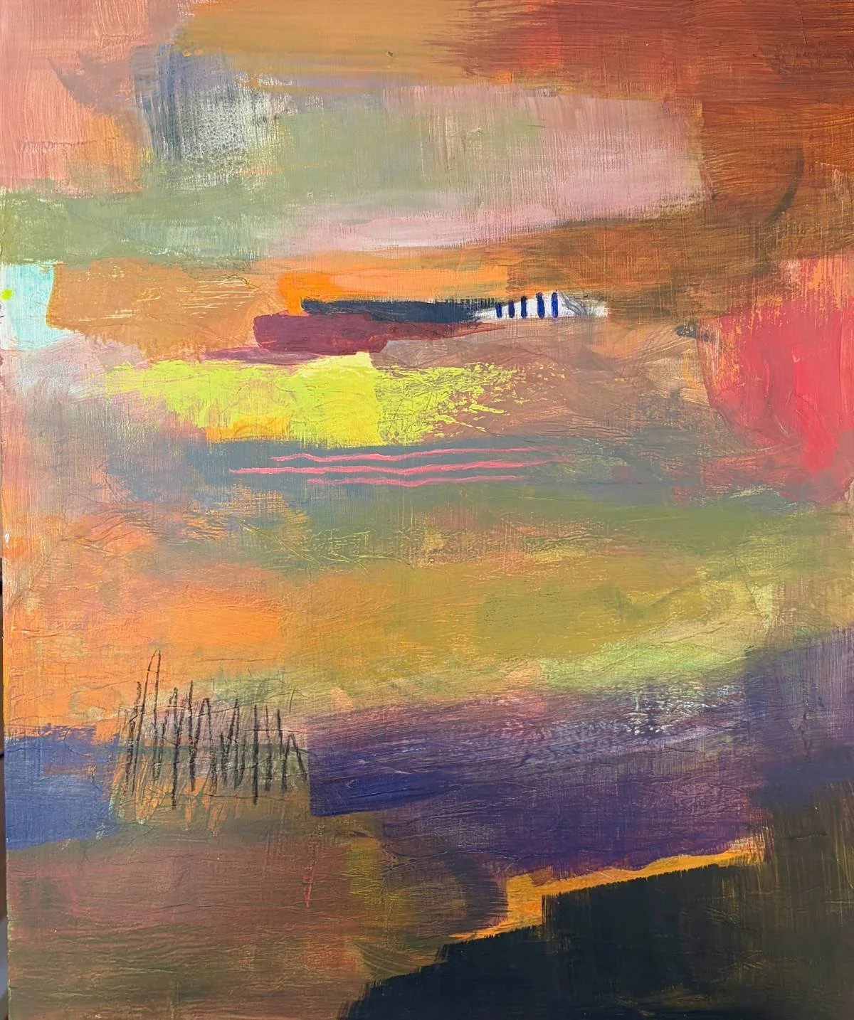 33 - A Temperate Valley | Acrylic and charcoal on board | 46 x 38 cm / 18 x 15 inches | 2026