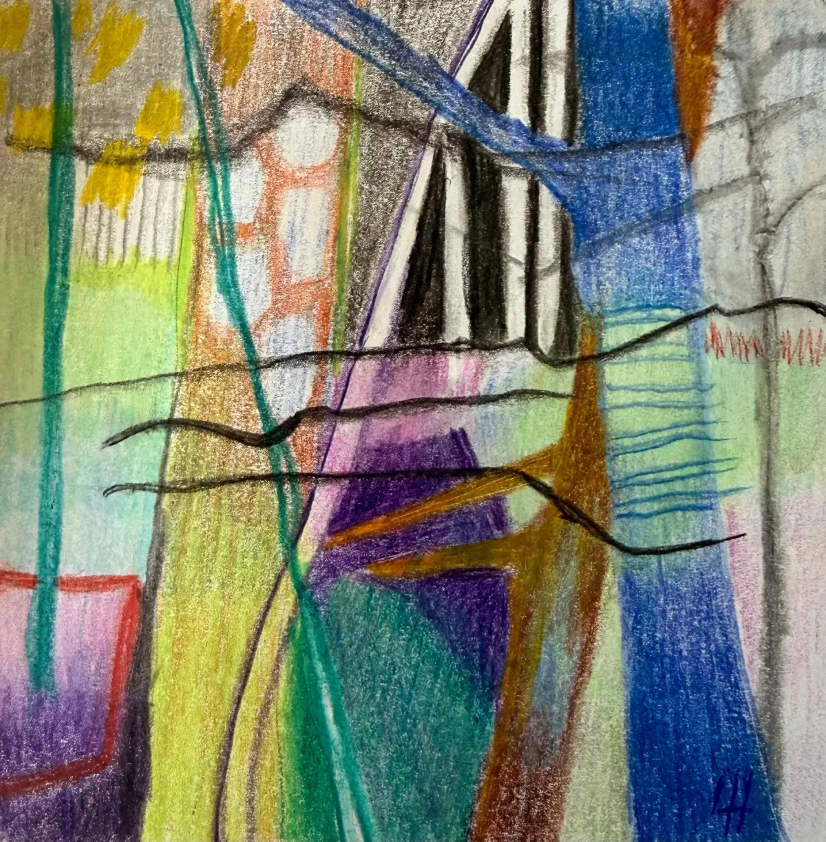 34 - Limbs of Trees | Crayon on paper | 10 x 10 cm / 4 x 4 inches | 2025