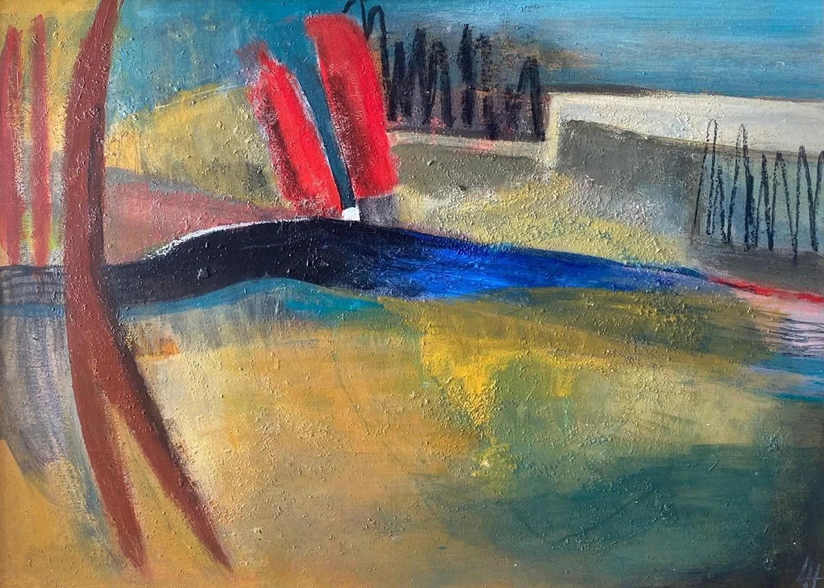 15 - Tight Across the Skies | Acrylic, sand and charcoal on board | 35 x 25 cm / 14 x 10 inches | 2025