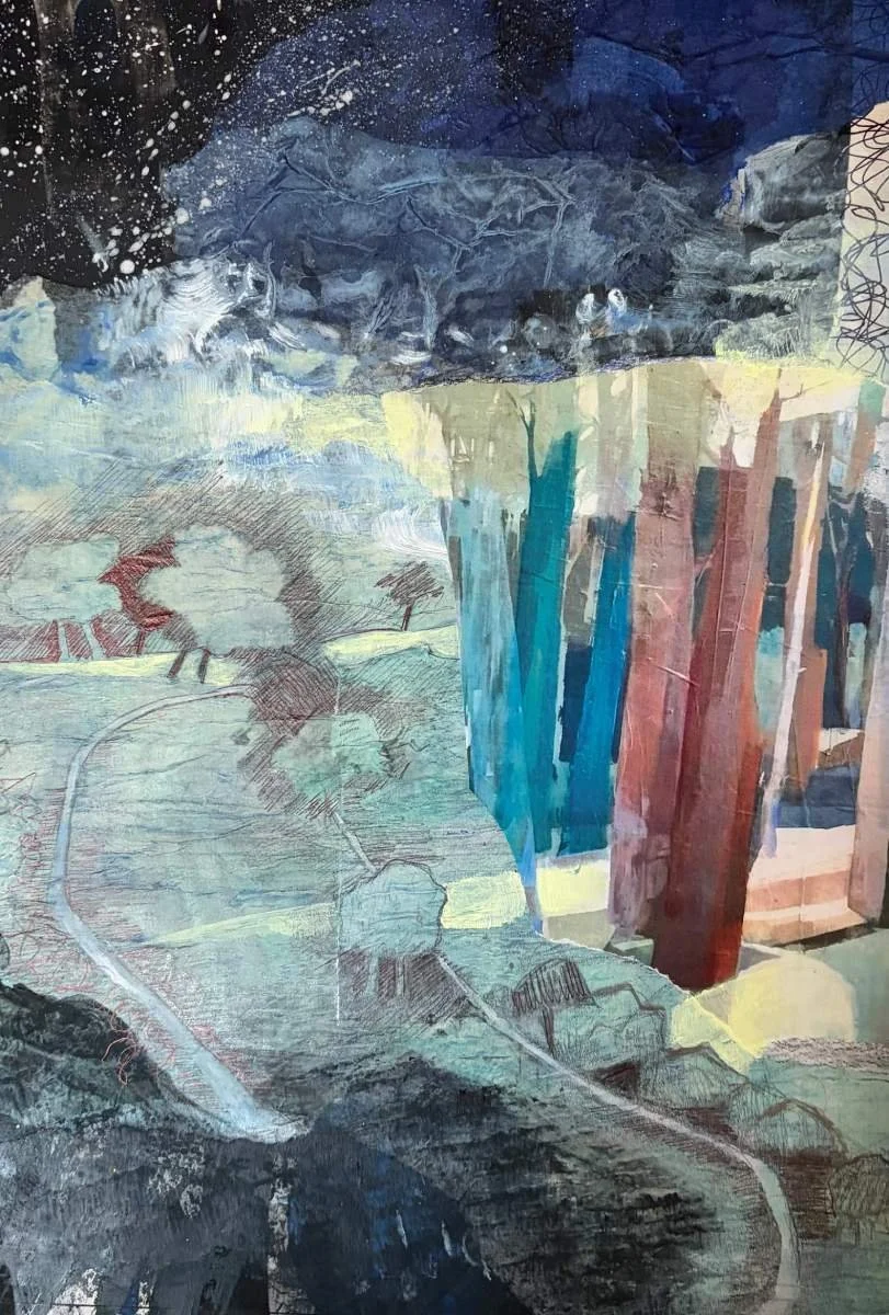 47 - That was Long Ago | Collage, paint, pencil and pen on board | 25 x 35 cm / 10 x 14 inches | 2026