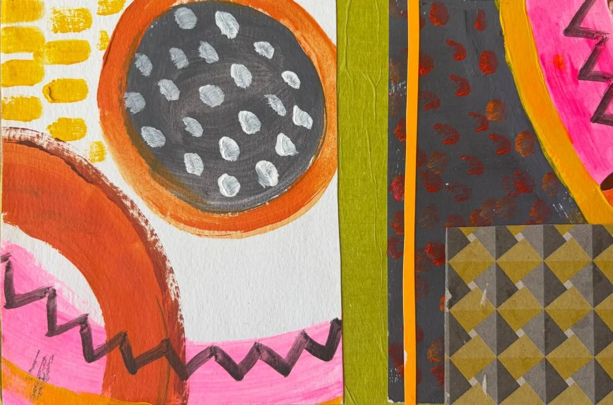 39 - Rings of Light | Collage on card | 19 x 13 cm / 7.5 x 5 inches | 2026