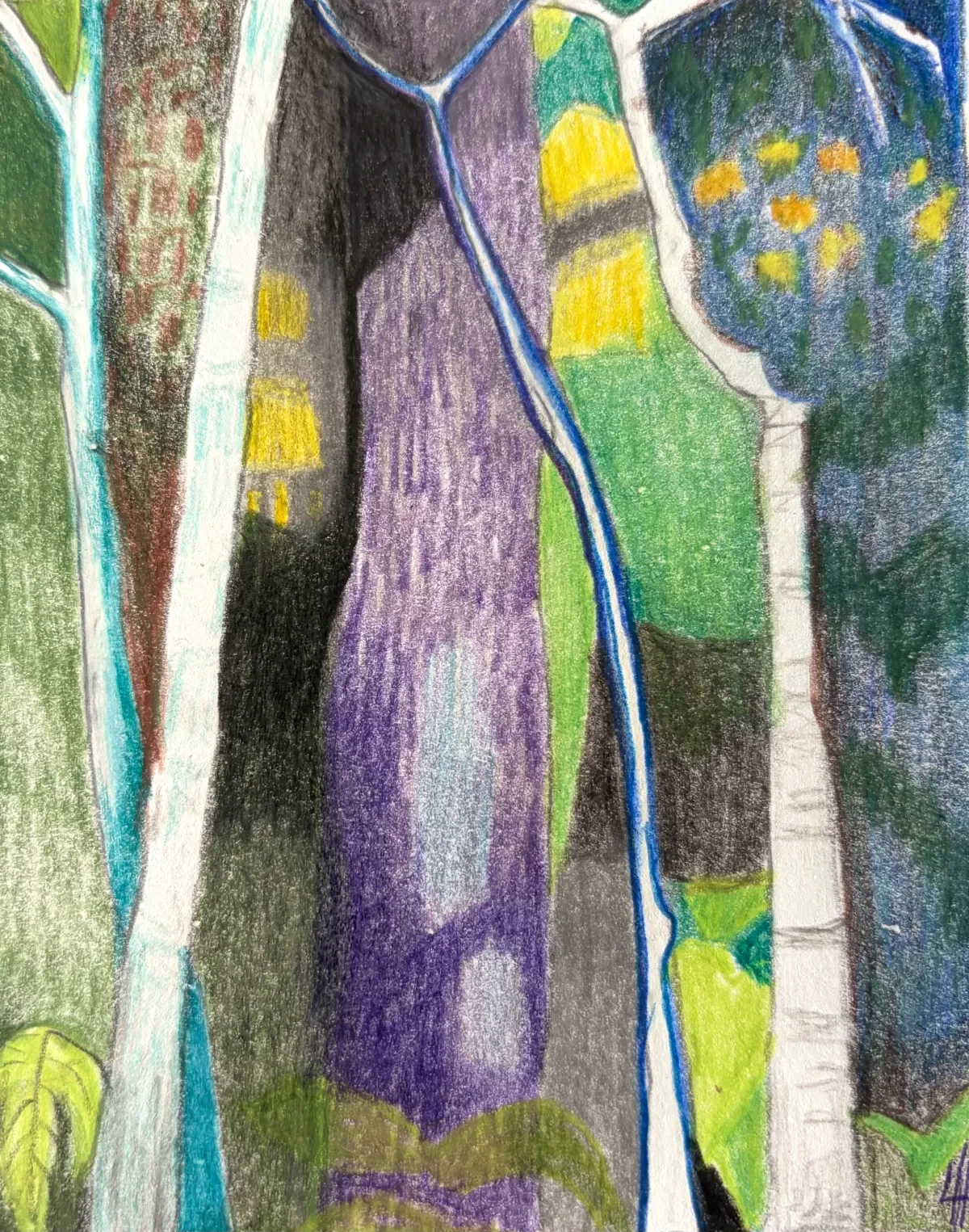 38 - Dark Jungle | Crayon on paper | 10 x 12 cm / 4 x 5 inches | 2025