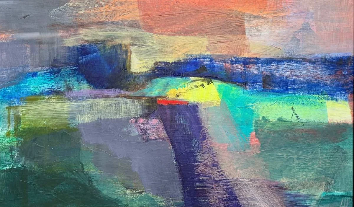 17 - The Wide Blue Yonder | Collage and acrylic on board | 47 x 29 cm / 18.5 x 11 inches | 2026
