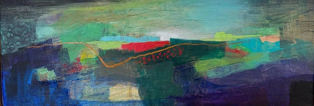 12 - Out of the Air | Collage and acrylic on board | 46 x 17 cm / 18 x 7 inches | 2026