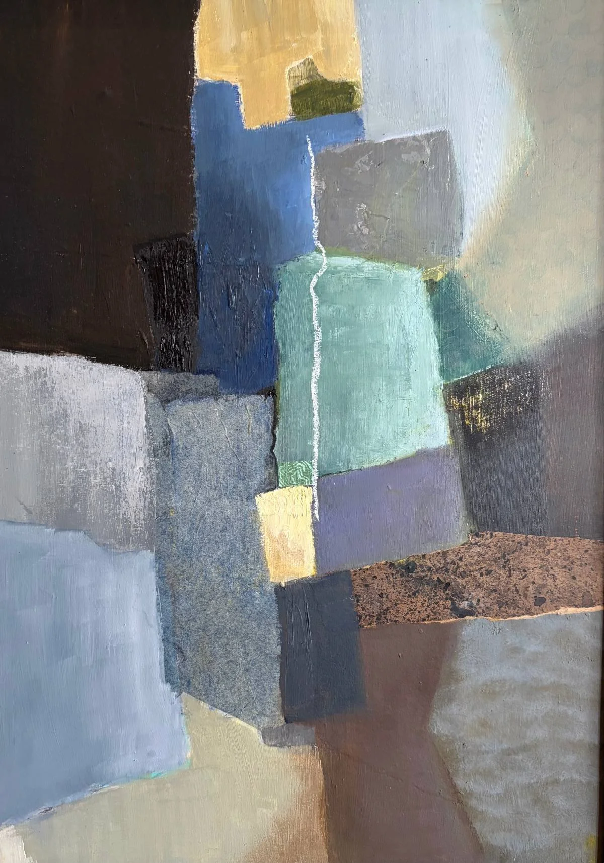 25 - Time is the Echo | Oil, acrylic, oil pastel and collage on board | 34 x 46 cm / 14 x 18 inches | 2024