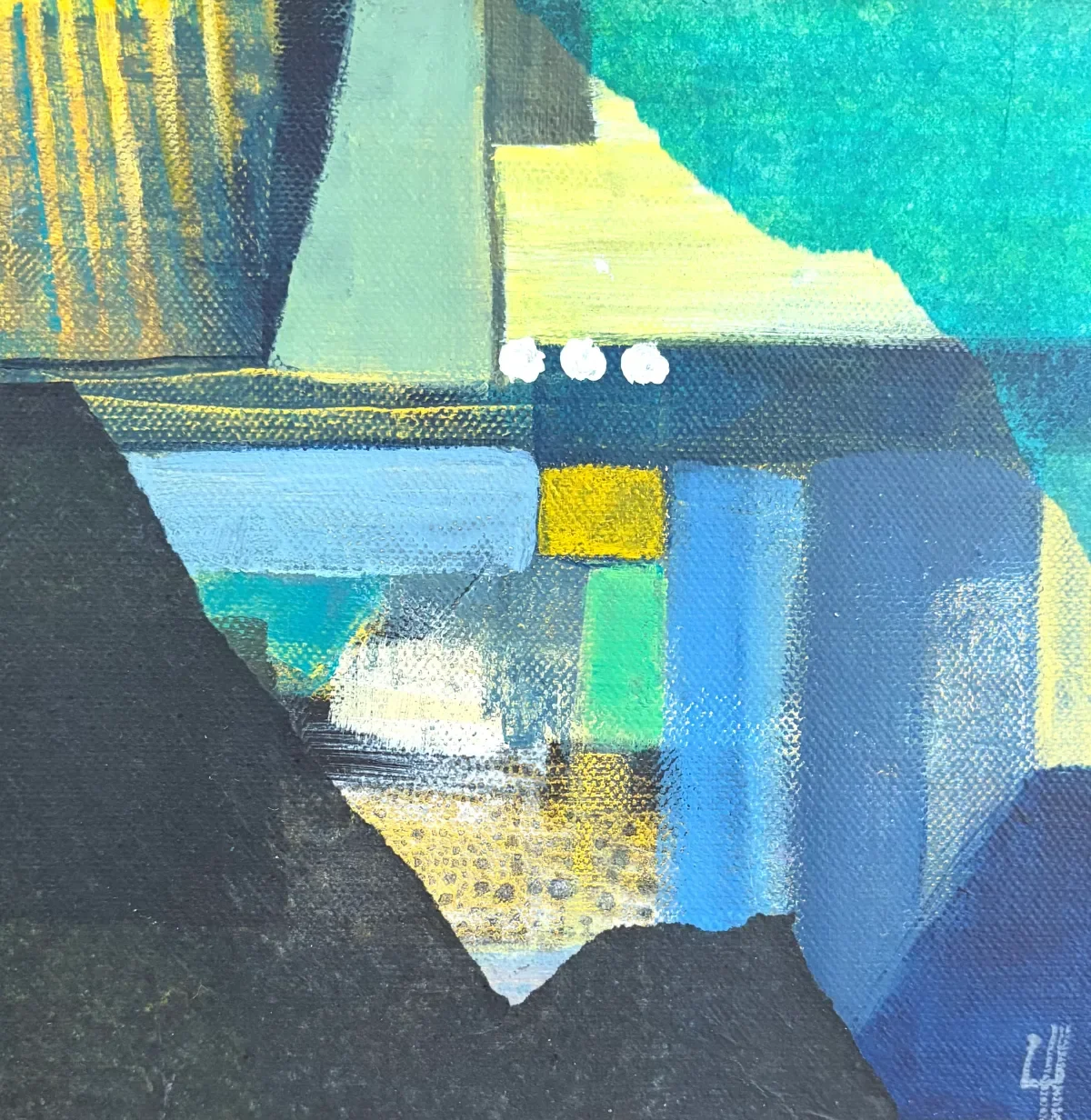 31 - The Road Between | Acrylic and collage on board | 20 x 20 cm / 8 x 8 inches | 2026